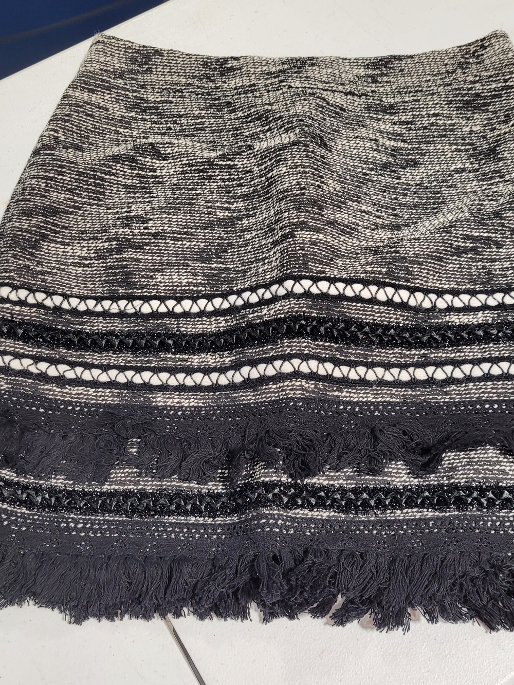 H&M Black and White Fringe Mini Skirt